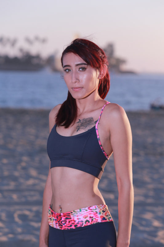 Print Trim Cropped Sport Bralette - TheActiveBrand